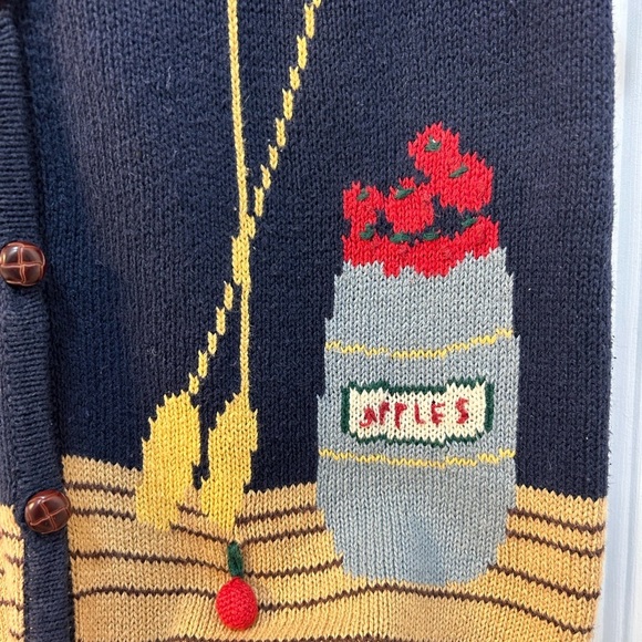 Capacity Vintage 80’s Ramie Cotton Farm Vest Sz L Chicken Apple Granny Teacher - Picture 5 of 10